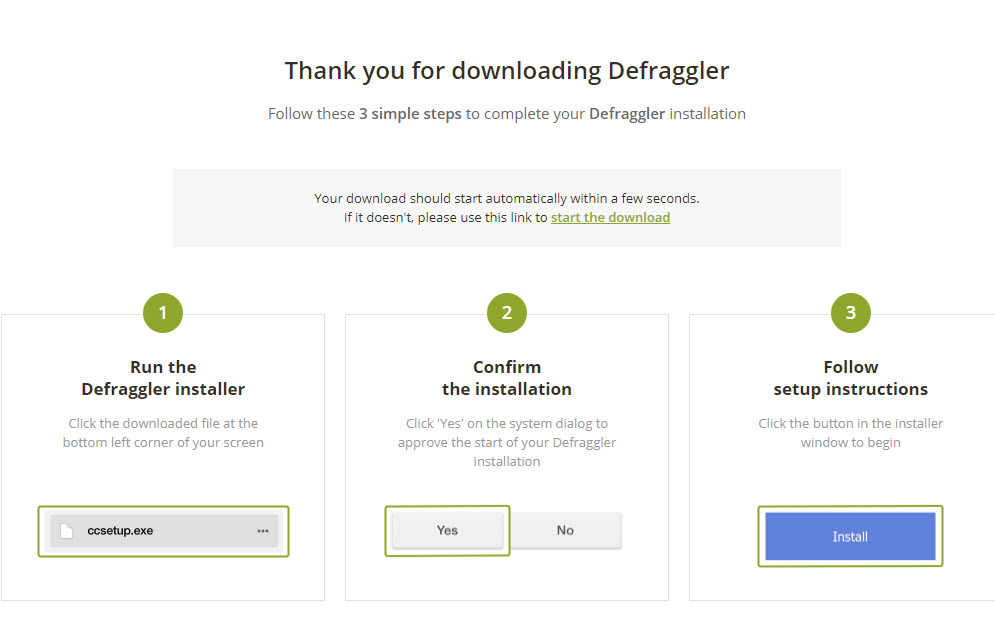 Install Defragger