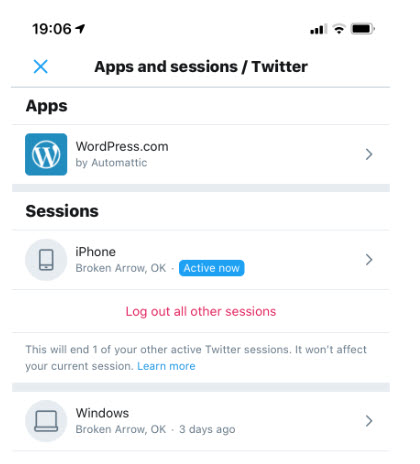 Twitter Log Out Devices