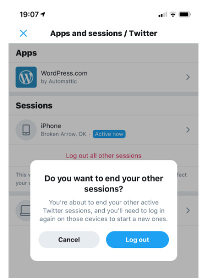 Twitter Log Out All Sessions