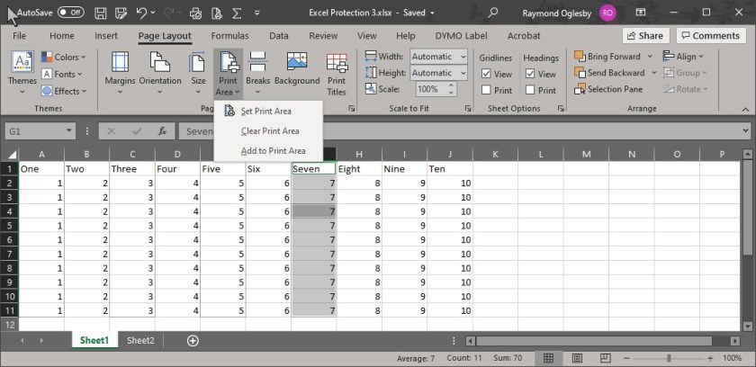 Excel Print Area 2