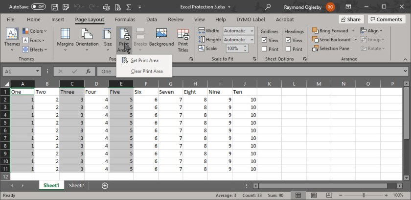 Excel Print Area 1