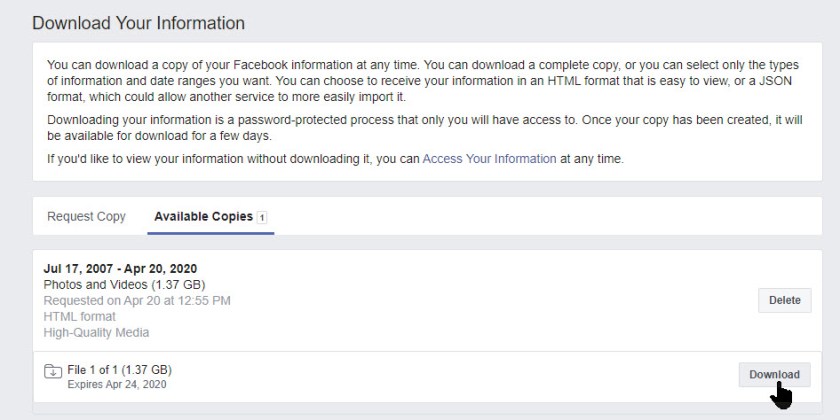 Facebook Photo Backup 10