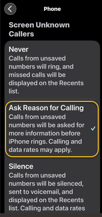 Call Screen 3